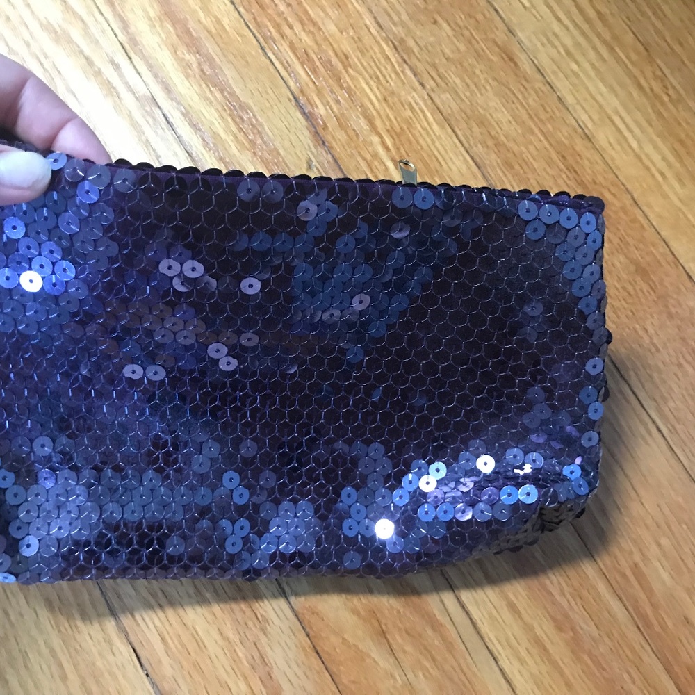 Dark Purple Sequin Clutch Handbag